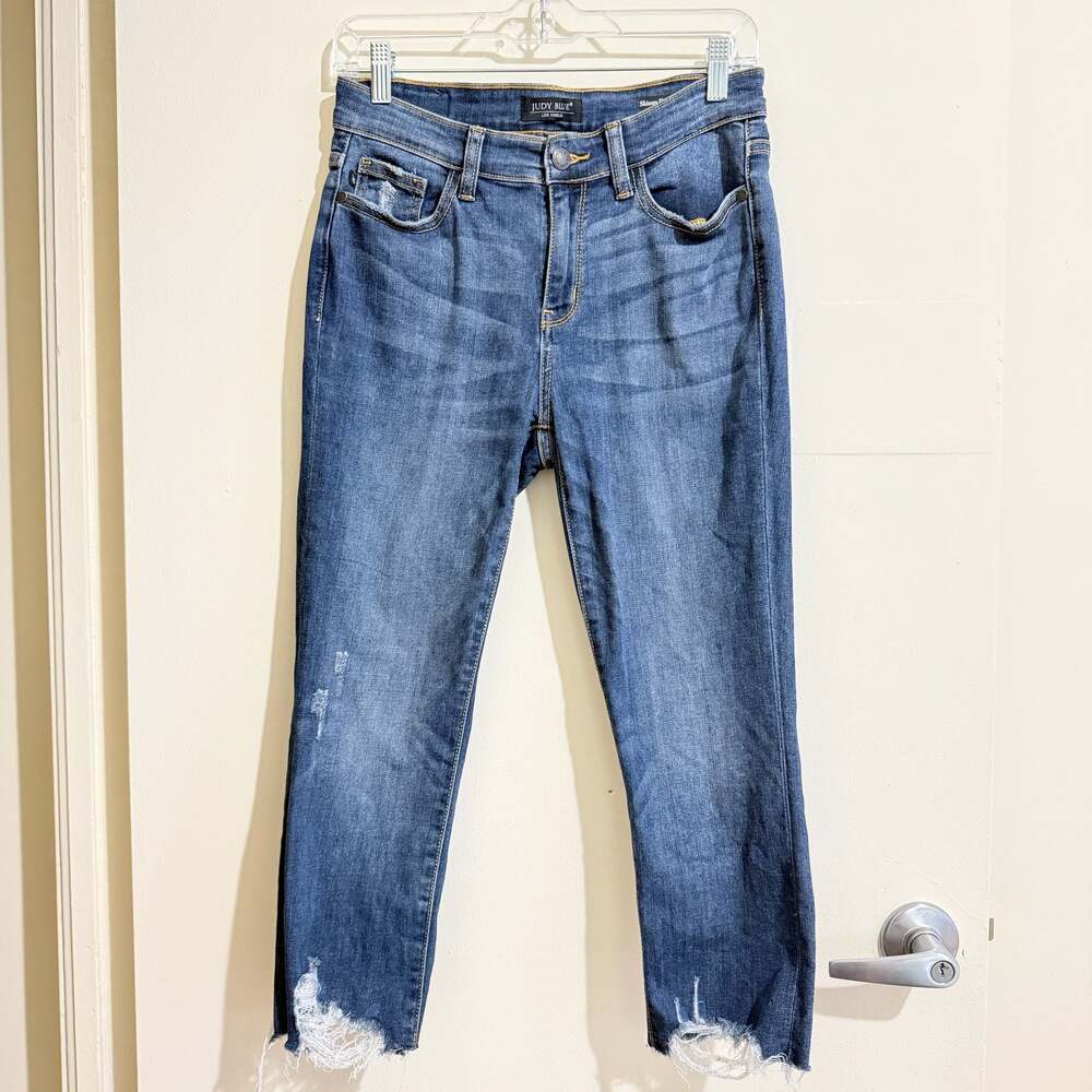 Judy Blue Skinny Fit Capri Distressed Jeans Style JB82204DK Size 5/27